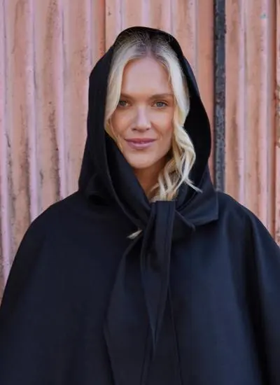 Wool Cashmere Hooded Cape